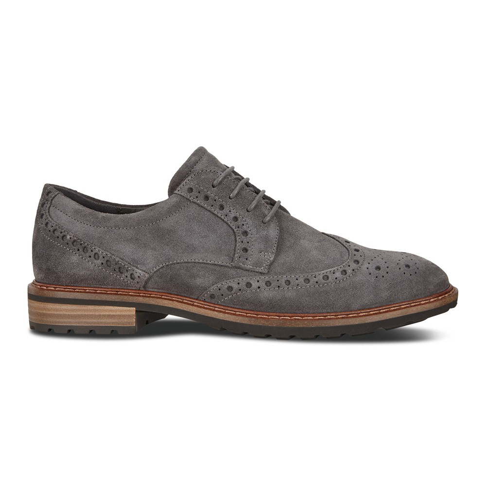 ECCO Mens Dress Shoes Dark Grey - Vitrus I Wing Tip Tie - TNX-327895